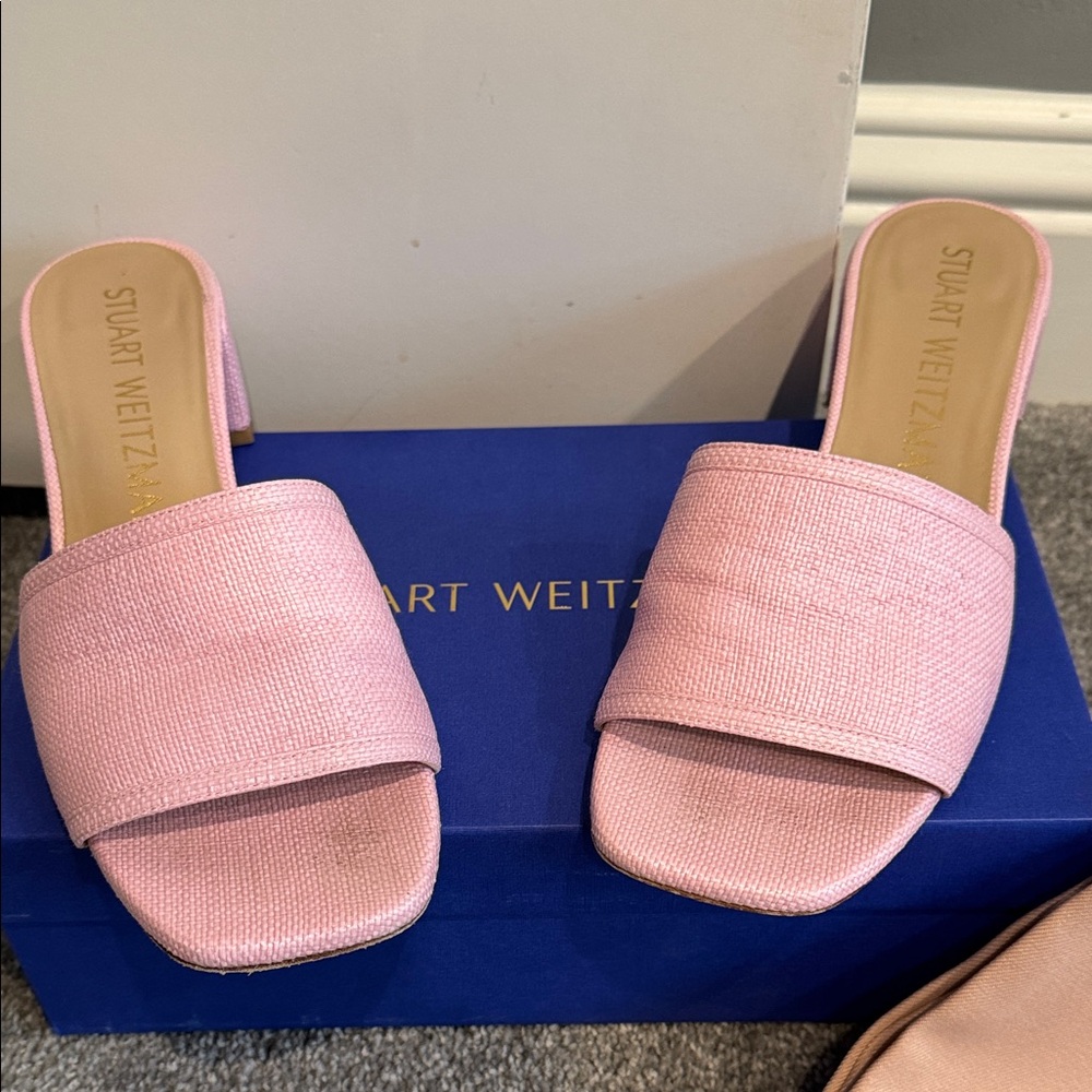 Stuart Weitzman Cayman Light Pink Mules